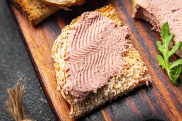 pate foie gras poultry liver cooking appetizer meal food snack on the table copy space food...