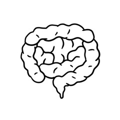 Intestine internal organ. Human pink digestive tract. Medical icon. Illustration isolated on white