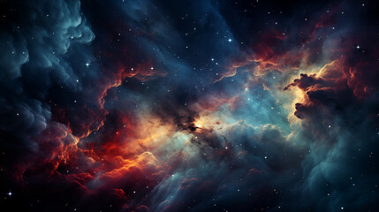 Obraz na płótnie Canvas Cosmic clouds, stunning nebula, vivid colors, infinite universe.