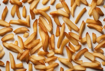 French fries with ketchup isolated on transparent background above top view tasty fried gold potato