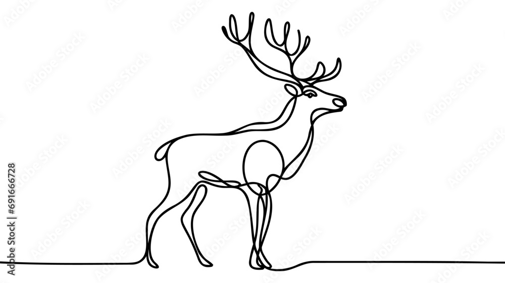 Wall mural deer line art icon. deer continuous line drawing. deer one line draw graphic vector. vector illustra - Wall murals