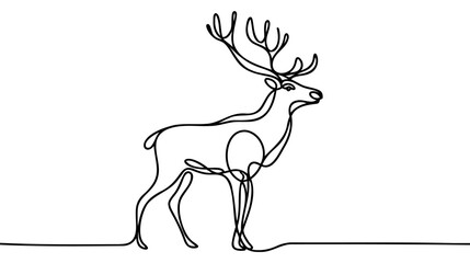 Deer line art icon. Deer continuous line drawing. Deer one line draw graphic vector. Vector illustration.