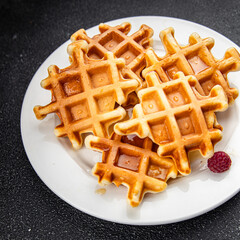 waffles sweet dessert Belgian waffle meal food snack on the table copy space food background rustic top view