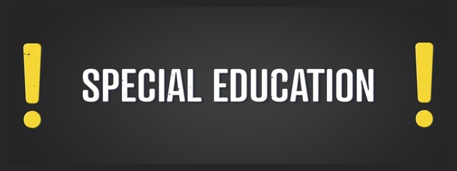 Special Education. A blackboard with white text. Illustration with grunge text style.