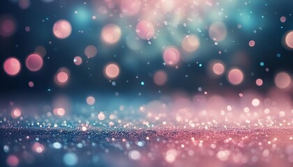 Fototapeta na wymiar blue and pink abstract glitter confetti bokeh background, Christmas sequins bokeh background. Blur glitter confetti texture. New year iridescent empty template. Winter sparkling pattern. 
