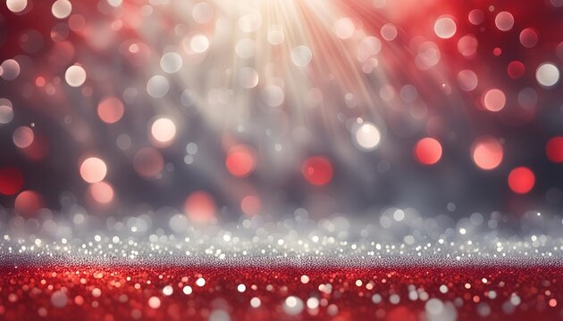 Bokeh background with red and silver light. Glitter and diamond dust, subtle tonal variations. AI generated, Abstract maroon red Christmas holiday winter background of falling red sparkle bokeh, ai
