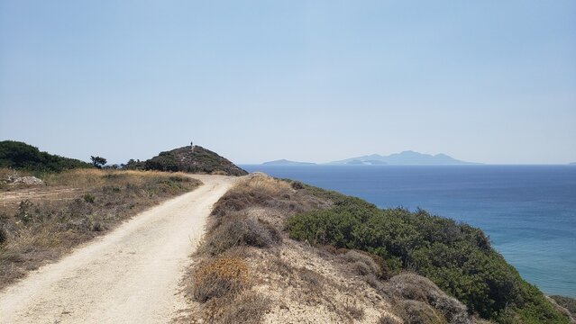 Road view from the beach