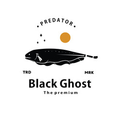 vintage retro hipster black ghost logo vector outline silhouette art icon