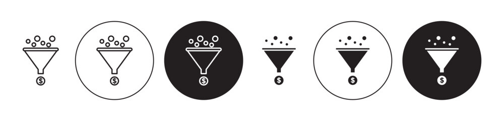 Sales funnel vector icon set. Lead conversion symbol. Marketing funnel sign suitable for apps and websites UI designs. - obrazy, fototapety, plakaty