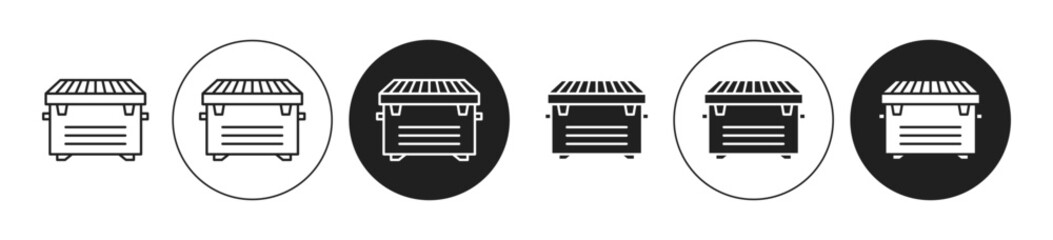 Dumpster vector icon set. Trash compost container symbol suitable for apps and websites UI designs. - obrazy, fototapety, plakaty
