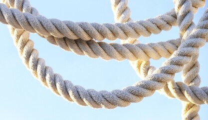 White rope for a boat and blue sky - obrazy, fototapety, plakaty