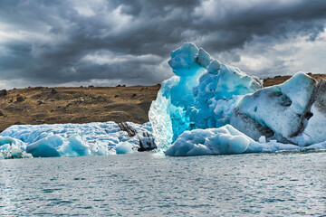 Jökulsárlón is a large glacial lake in southern part of Vatnajökull National Park, Iceland.