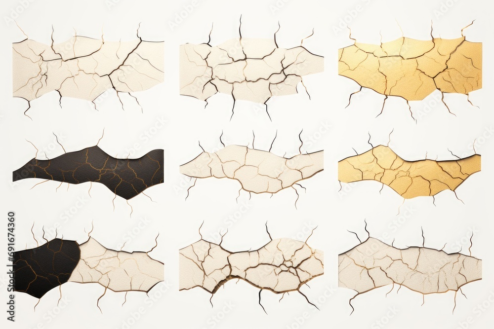 Poster A close-up view of a wall with a series of cracks and crevices. This image can be used as a background or texture for various design projects