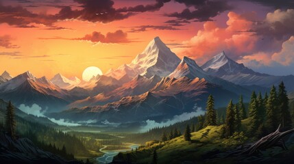 Montana Mountains at Sunset