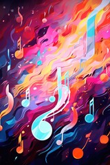 A painting of music notes. Perfect for music enthusiasts and lovers of art.