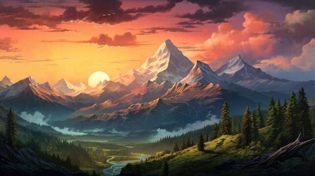Montana Mountains at Sunset