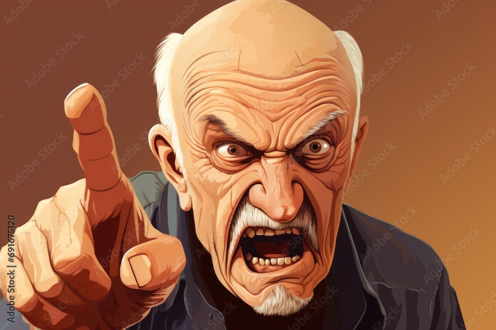 Poster an old man pointing his finger directly at the camera. suitable for various uses