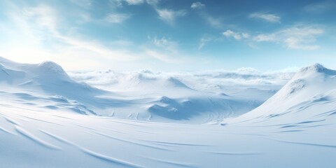 A picture of a snow-covered mountain with a beautiful sky background. This image can be used to depict the beauty of nature and the tranquility of snowy landscapes