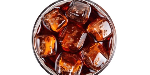 A refreshing glass of cola with ice cubes. Perfect for summer drinks and quenching your thirst