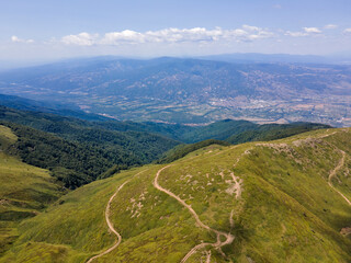 Fototapeta premium Aerial view of Belasitsa Mountain, Bulgaria