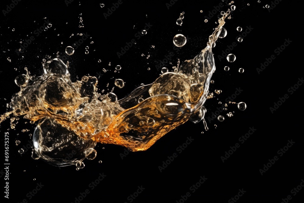 Poster A captivating image of a splash of liquid against a black background. Perfect for adding a dynamic touch to various design projects