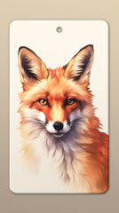 beautiful fox gift postcard, painting style