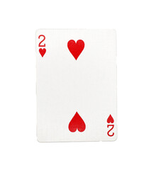 two of hearts playing card on a transparent background 