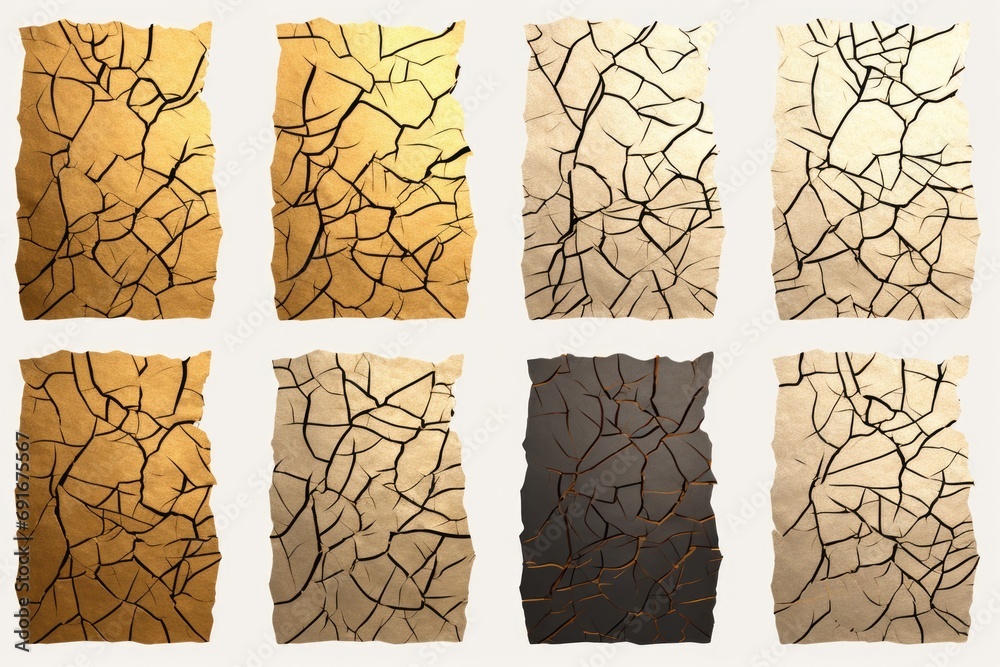 Poster a set of six pieces of paper with cracks. perfect for adding a vintage or distressed look to your de
