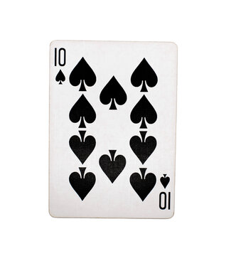 Ten of spades playing card on a transparent background  