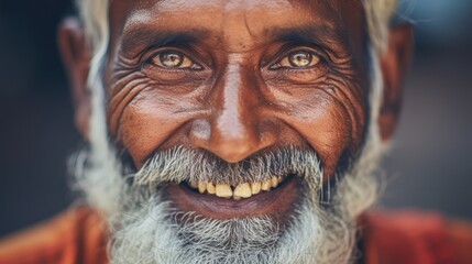 An old Indian man with a beard and white hair.