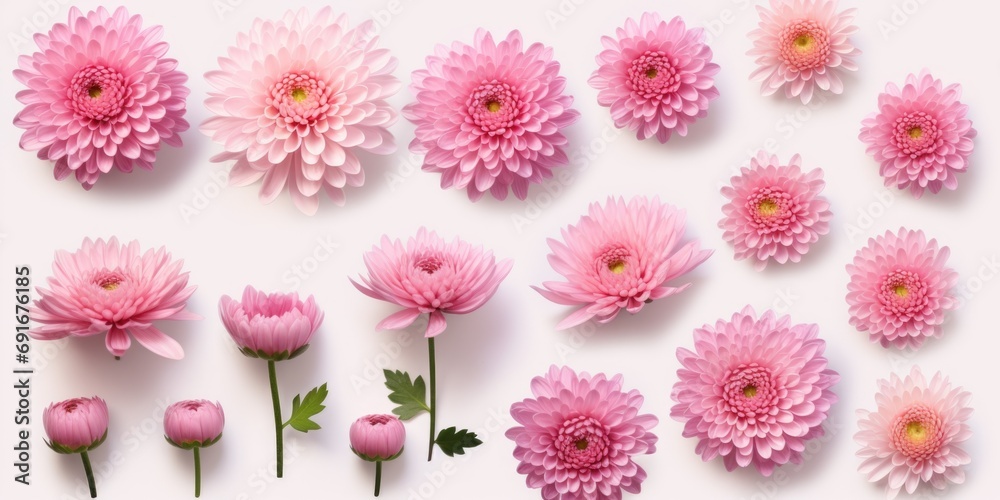 Poster a bunch of pink flowers on a white surface. perfect for adding a touch of elegance to any project