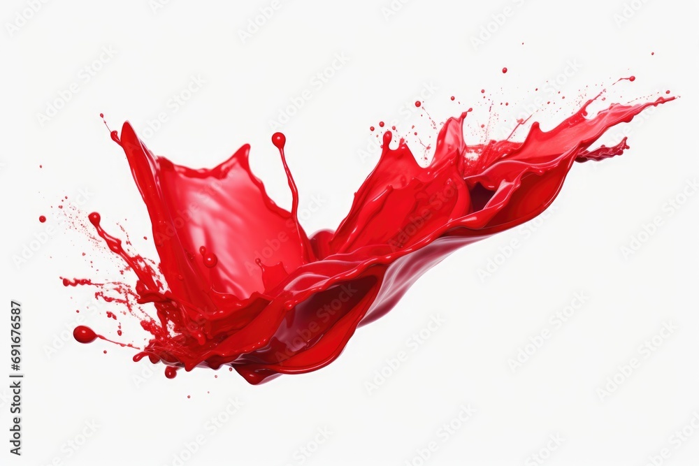 Poster A vibrant red paint splash on a clean white surface. Perfect for adding a pop of color and creativity to any design project