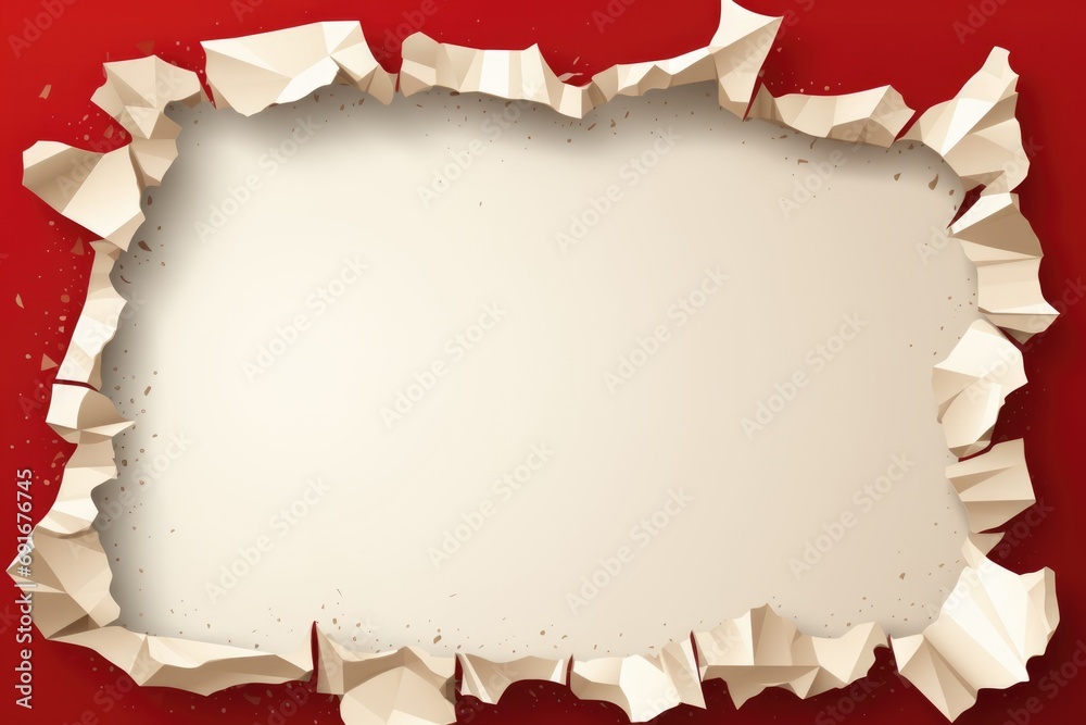 Aufkleber A torn piece of paper on a vibrant red background. Perfect for adding a distressed or grungy effect to design projects