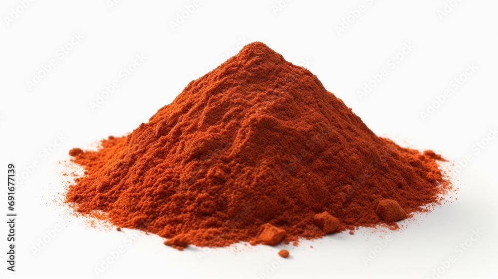 Poster a pile of red powder on a white surface. can be used for various creative projects