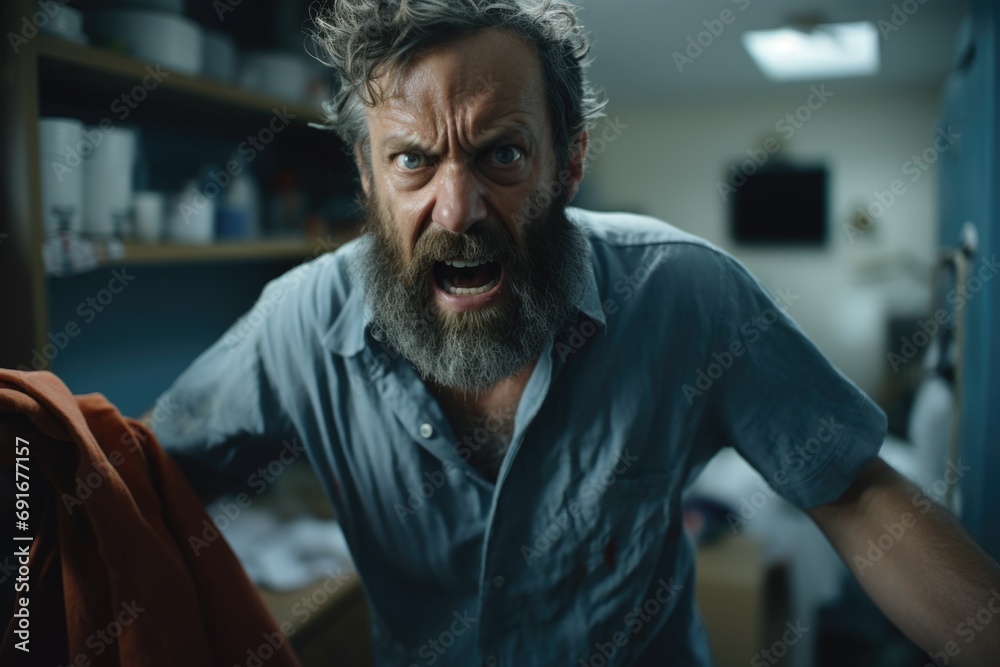Aufkleber a man with a beard wearing a blue shirt. versatile image suitable for various uses