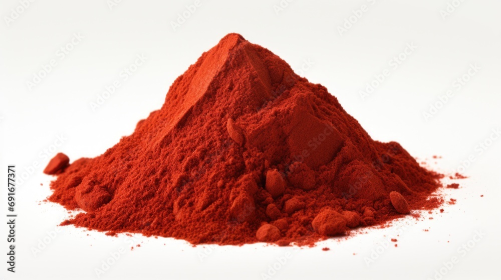 Poster a pile of red powder on a white surface. can be used for artistic or creative projects