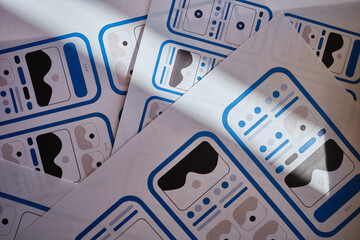 UX mobile application wireframe. Sketch, prototype, framework, layout future app design project. UI/UX - user interface and user experience designer. Creative concept for smartphone. App development 
