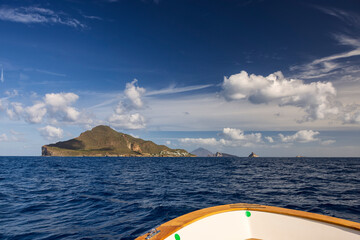 Panarea, Aeolische Inseln, Sizilien, Italien, 29.10.2023, vom Boot aus gesehen > english> Panarea,...
