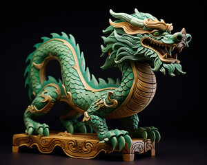 Obraz premium Chinese New Year 2024 - year of green wooden dragon according to the lunar calendar, Chinese zodiac symbol