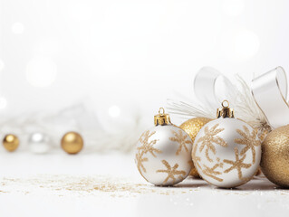 Christmas white background with christmas balls and decoration