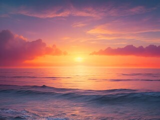 Obraz premium Fantasy sunset over ocean or sea.