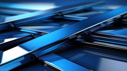 Obraz premium Abstract modern business background concept. Futuristic 3d render background with triangle shapes and cubes in blue color.