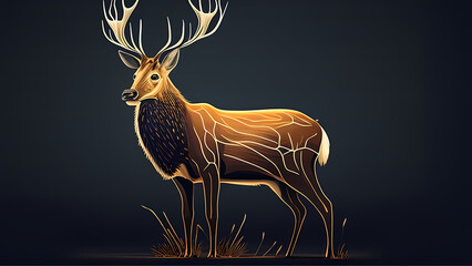 "Image of a stag, horned animal, illustration of an animal."