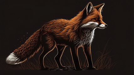 "Image of a fox, illustration of an animal."
