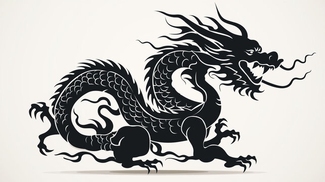 A black dragon with a long tail