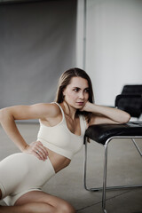 model in a sport wear posing in studio