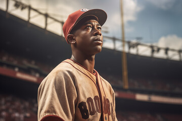 portrait of baseball player - obrazy, fototapety, plakaty
