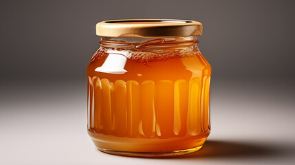 Golden honey in a single glass jar, generative Ai