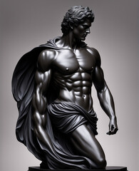Fototapeta na wymiar Divine Form: A Marvelous Sculpture Showcasing a Man's Muscles, Abs, and Flowing Locks