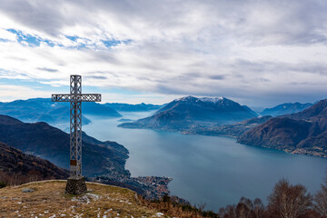Landscape of Lake Como from Camaggiore Alp in Valsassina